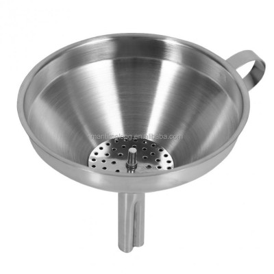 Metal Stainless Steel Funnel With Filter For Kitchen Oil Water Liquid